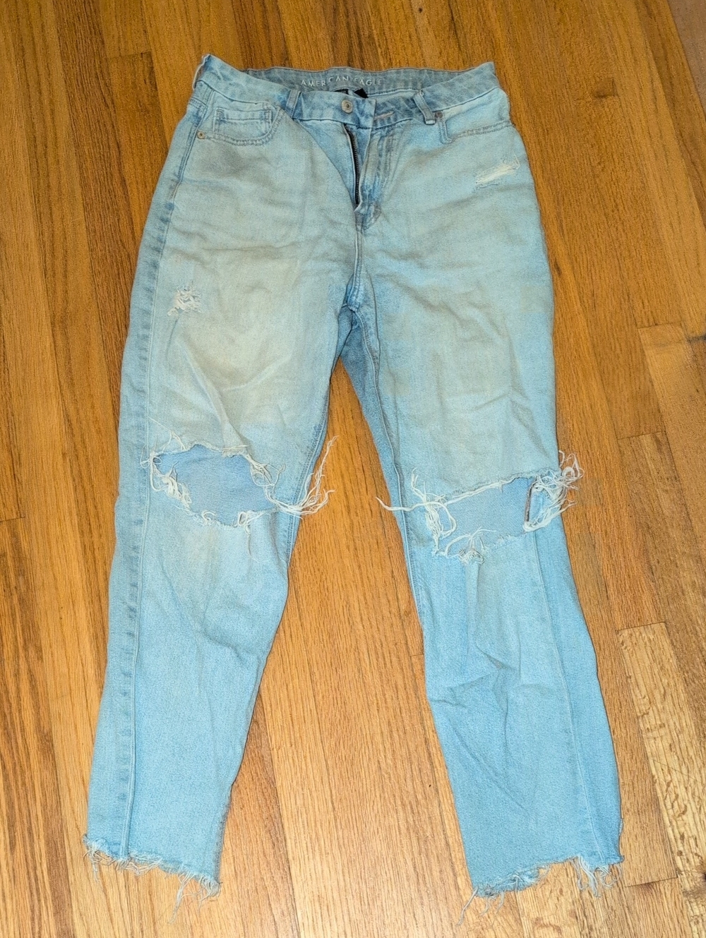 American Eagle Outfitters Light Wash High Rise Ripped Jeans